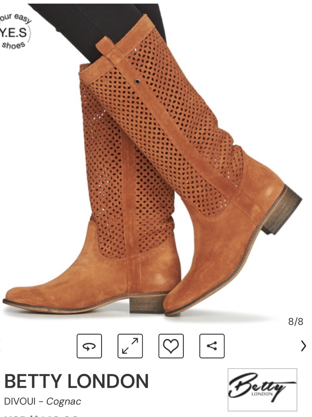 Betty London Cognac Perforated Suede Knee Boots (NWOT) ***